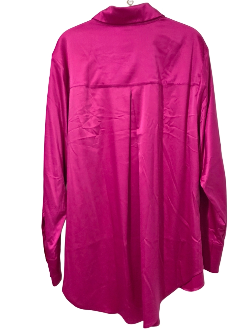 Lane Bryant Hot Pink Satin Button-Front Boyfriend Shirt NWT - Picture 7 of 7